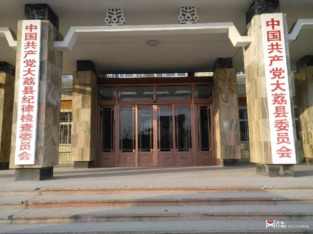 渭南大荔縣委辦公樓純銅自動門斗工程